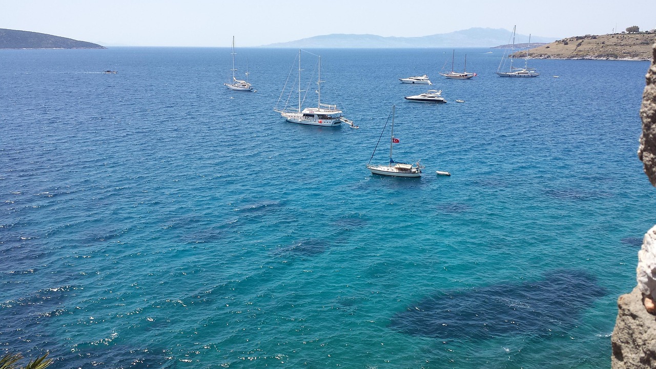 Bodrum sahil ve marina manzarasi
